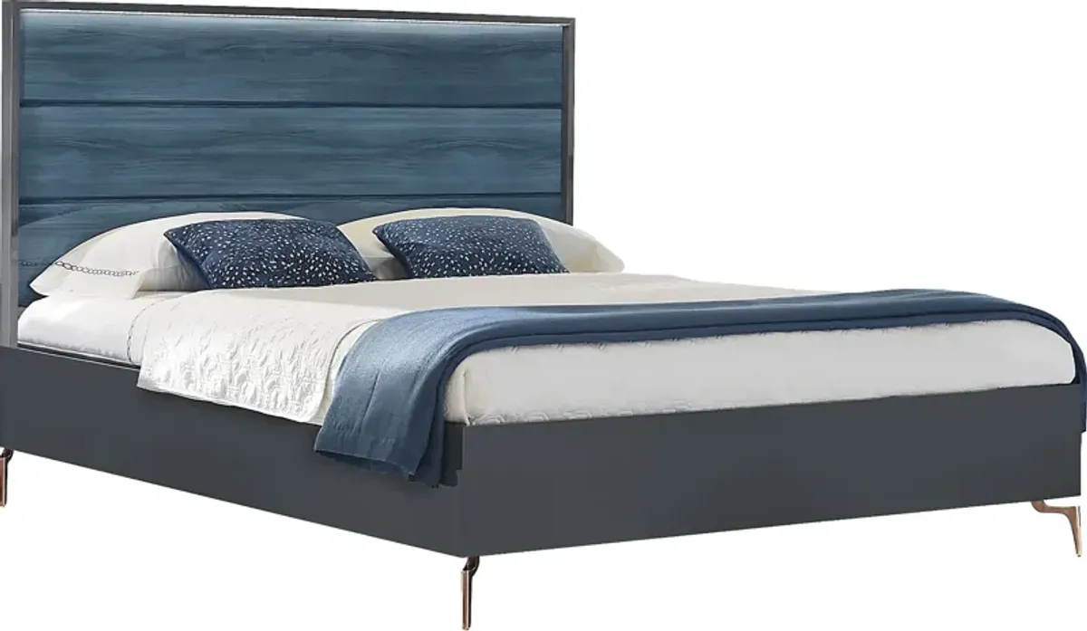 Esmedira Blue 3 Pc King Panel Bed