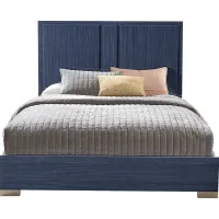 Luxe Point Blue 3 Pc King Panel Bed