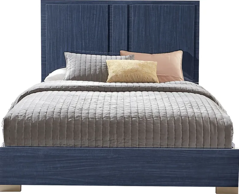 Luxe Point Blue 3 Pc King Panel Bed