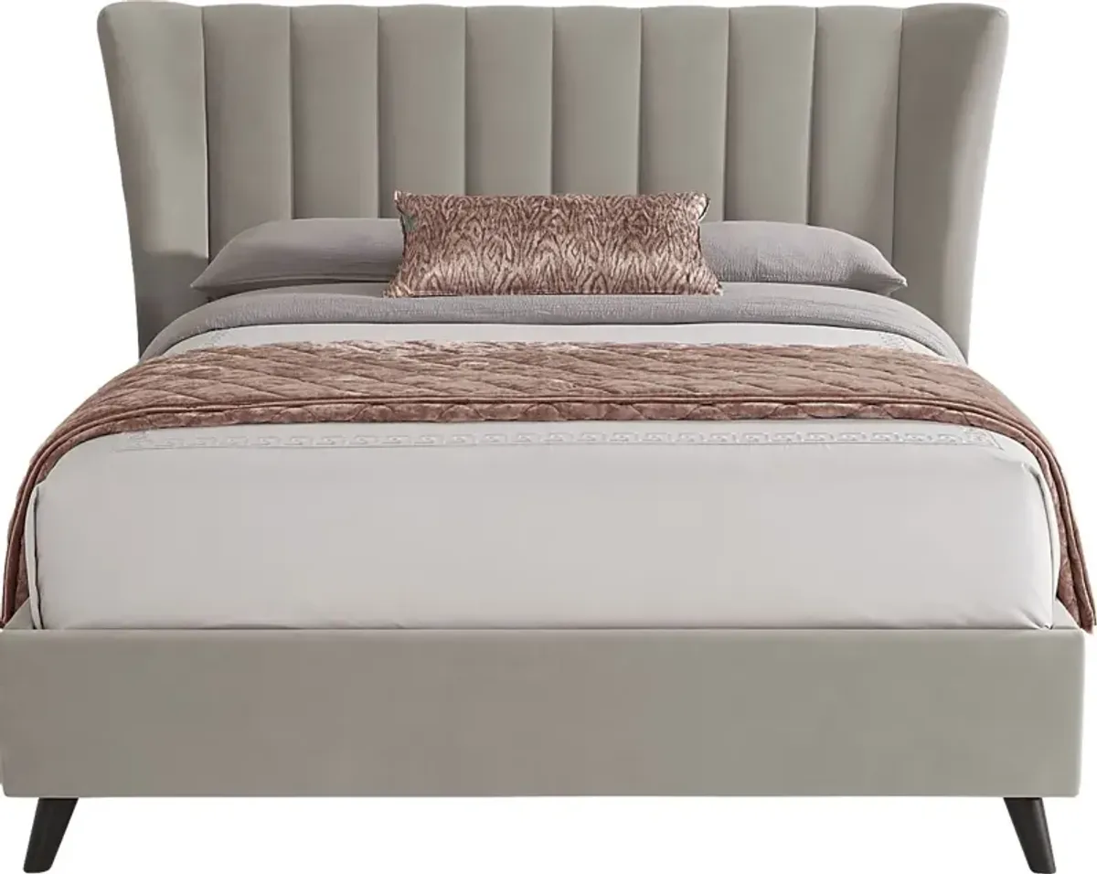Devon Loft Walnut 5 Pc Bedroom with Nanton Park Gray Queen Upholstered Bed