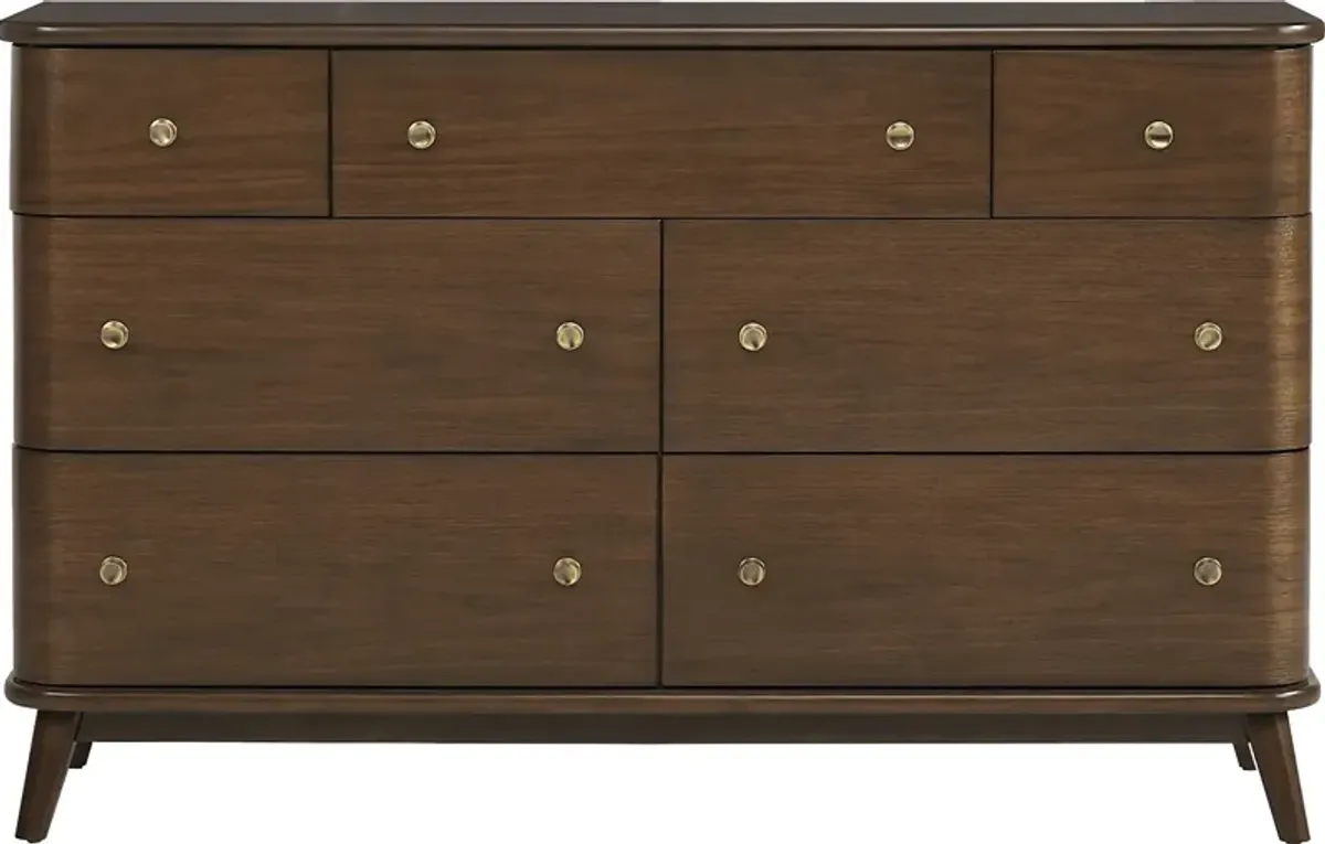 Devon Loft Walnut 5 Pc Bedroom with Nanton Park Gray Queen Upholstered Bed