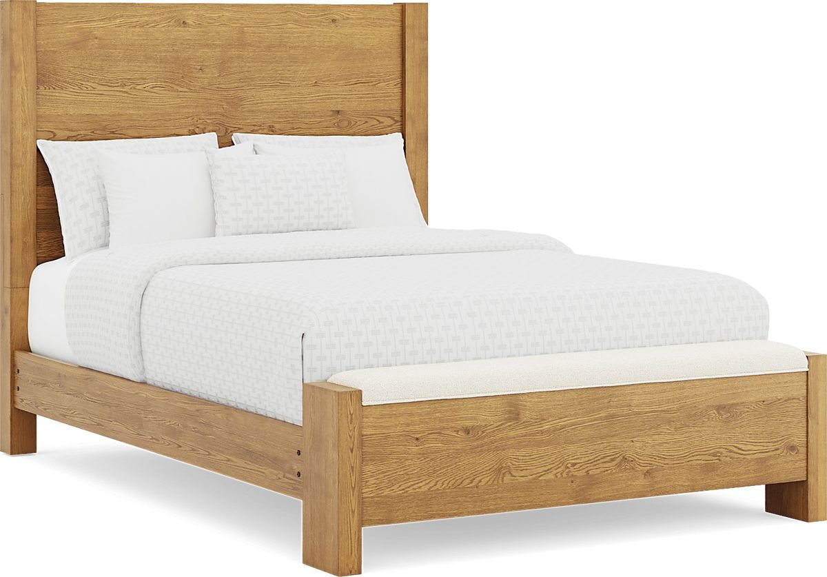 Ithaca Natural 5 Pc Queen Panel Bedroom with Bench