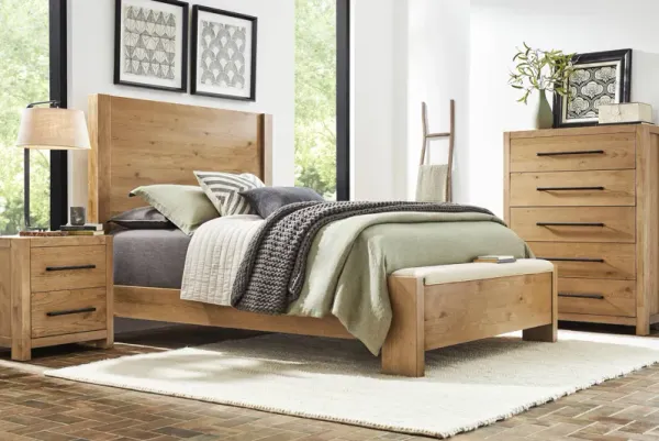 Ithaca Natural 5 Pc Queen Panel Bedroom with Bench