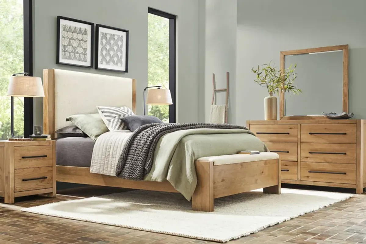 Ithaca Natural 7 Pc King Upholstered Bedroom with Bench