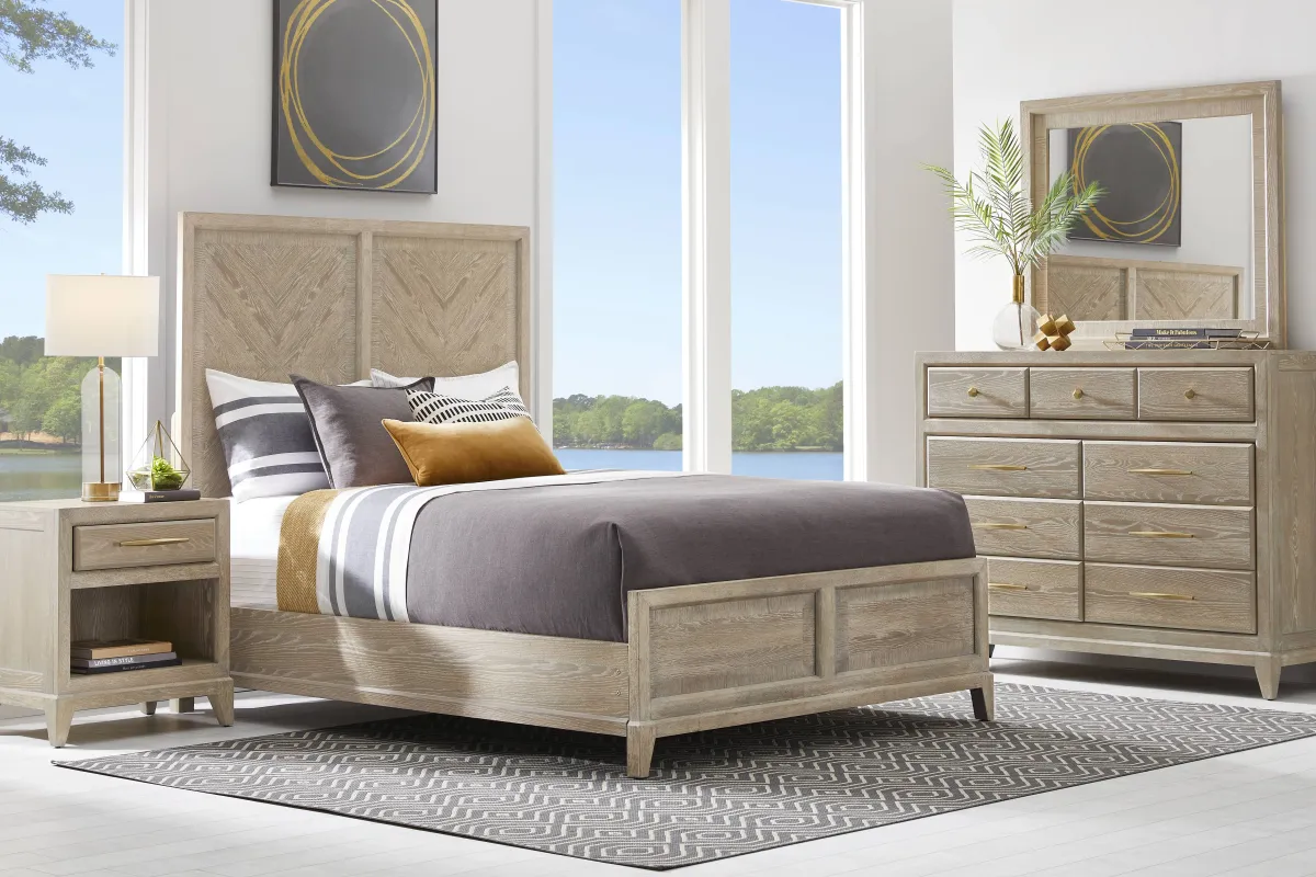 Kailey Park Light Oak 7 Pc Queen Panel Bedroom