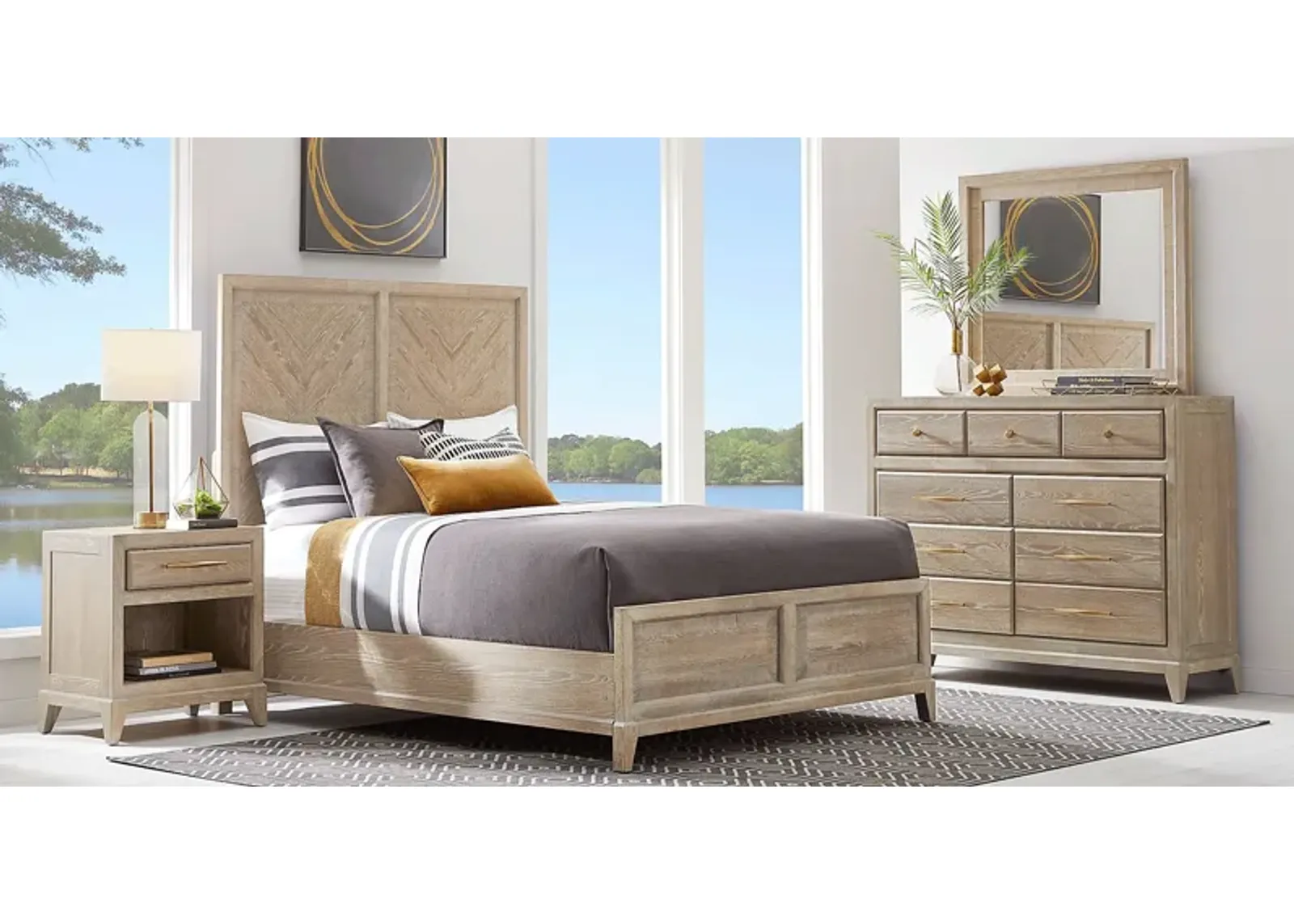 Kailey Park Light Oak 7 Pc Queen Panel Bedroom