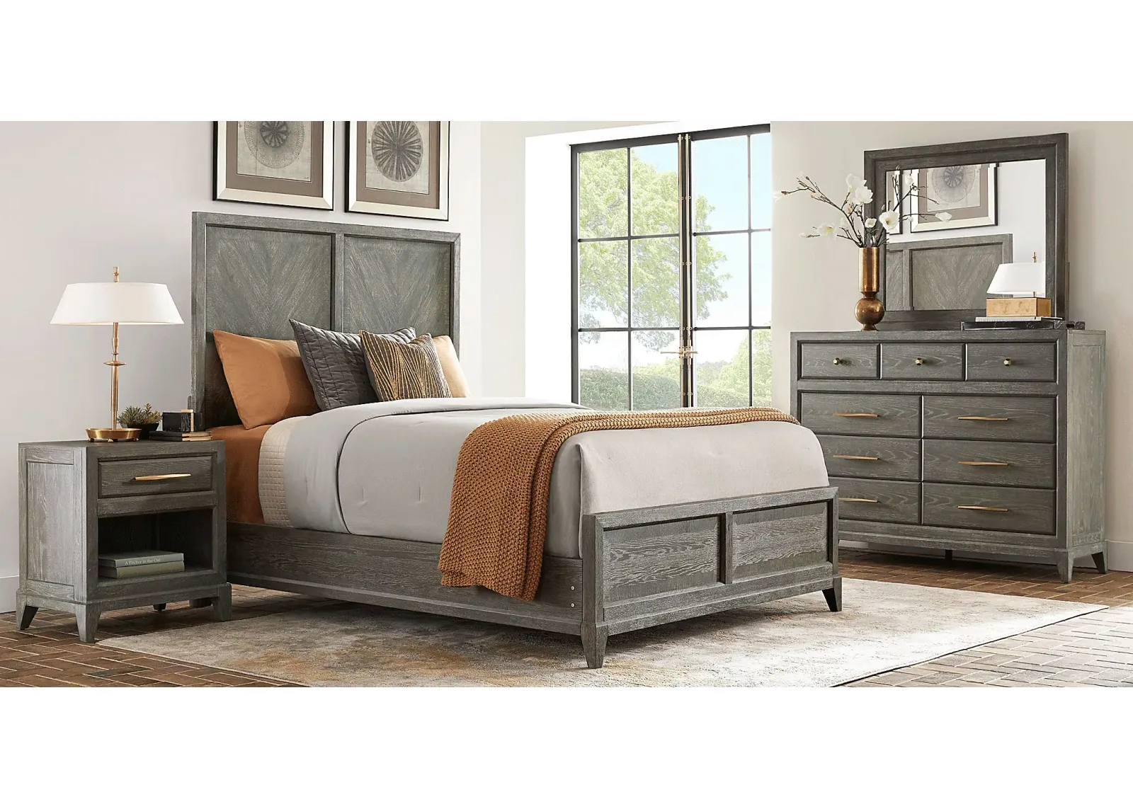 Kailey Park Charcoal 7 Pc Queen Panel Bedroom