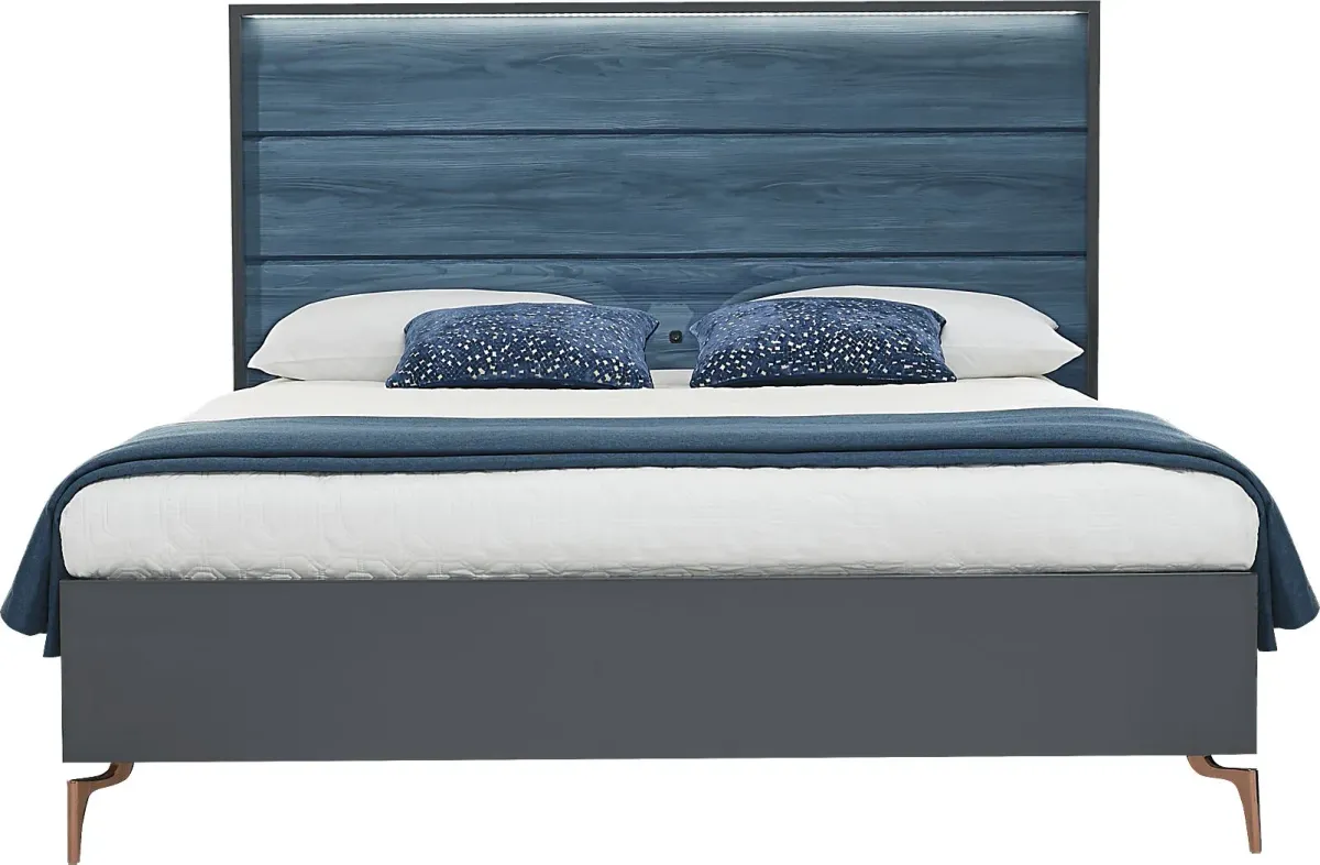 Esmedira Blue 7 Pc Queen Panel Bedroom