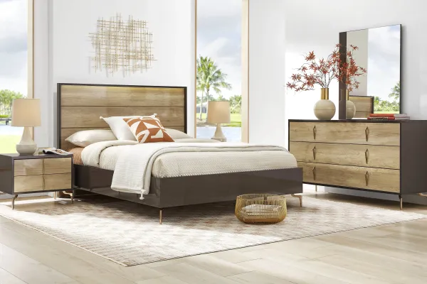 Esmedira Brown 7 Pc Queen Panel Bedroom