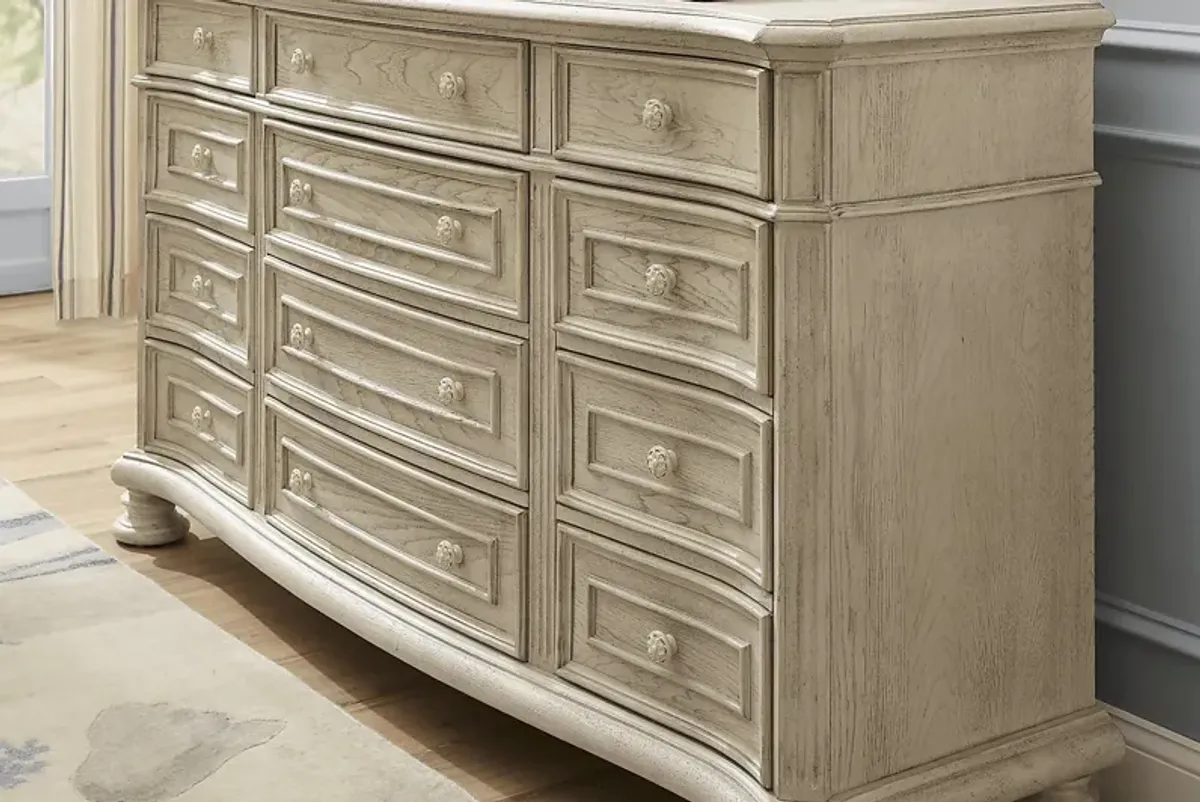 Armitage Off-White 7 Pc Bedroom with Ivy White King Upholstered Bed