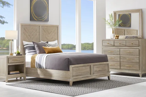 Kailey Park Light Oak 7 Pc King Panel Bedroom