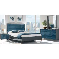 Esmedira Blue 7 Pc King Panel Bedroom
