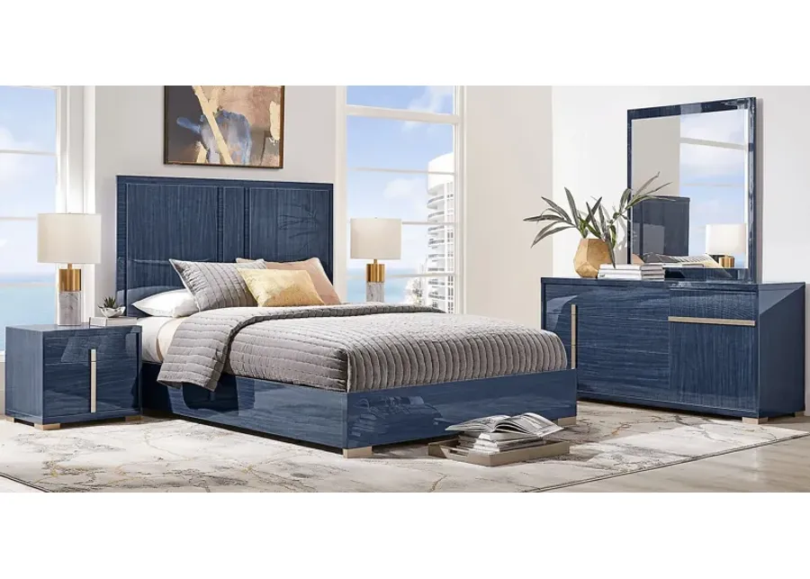 Luxe Point Blue 7 Pc King Panel Bedroom