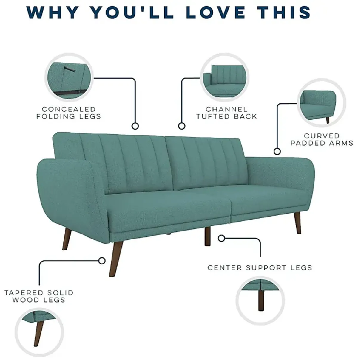 Velron Teal Futon