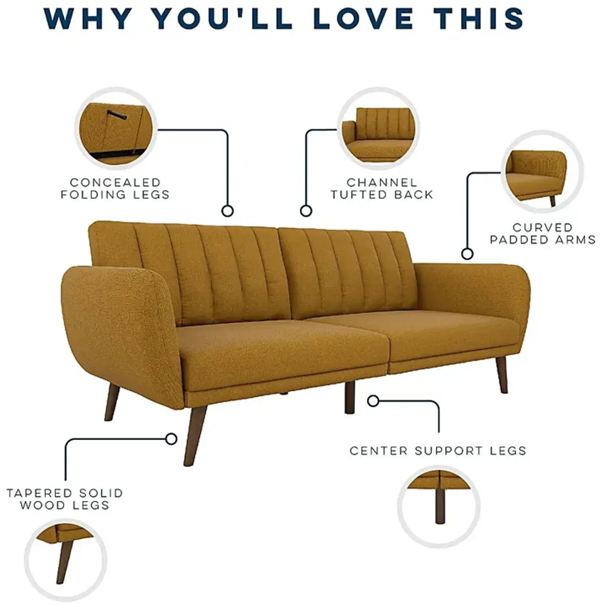 Velron Mustard Futon