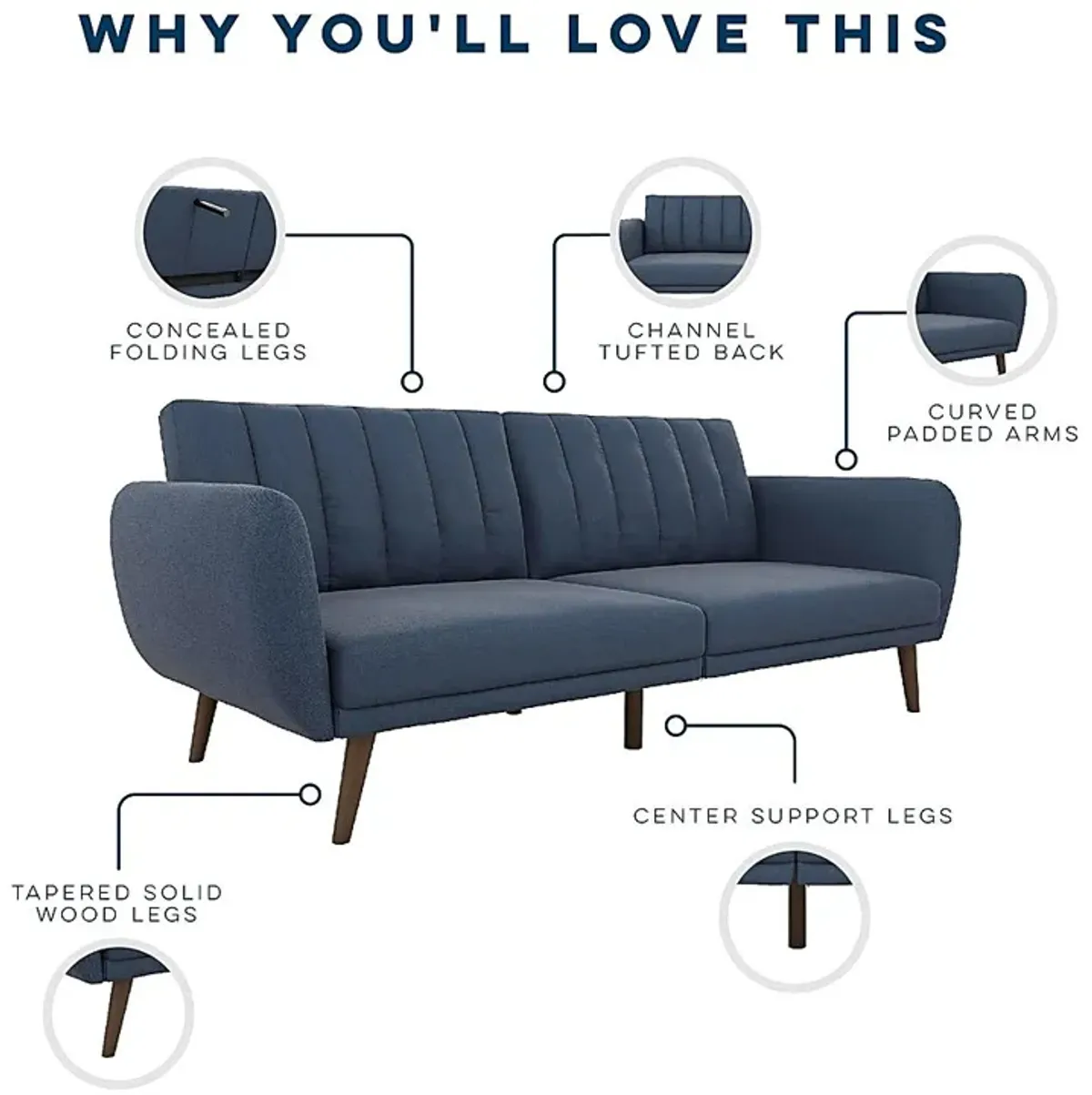 Velron Blue Futon