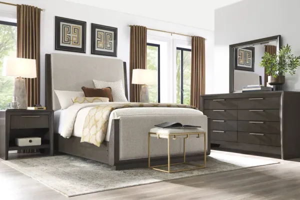 Fairfax Gray 7 Pc Queen Upholstered Bedroom