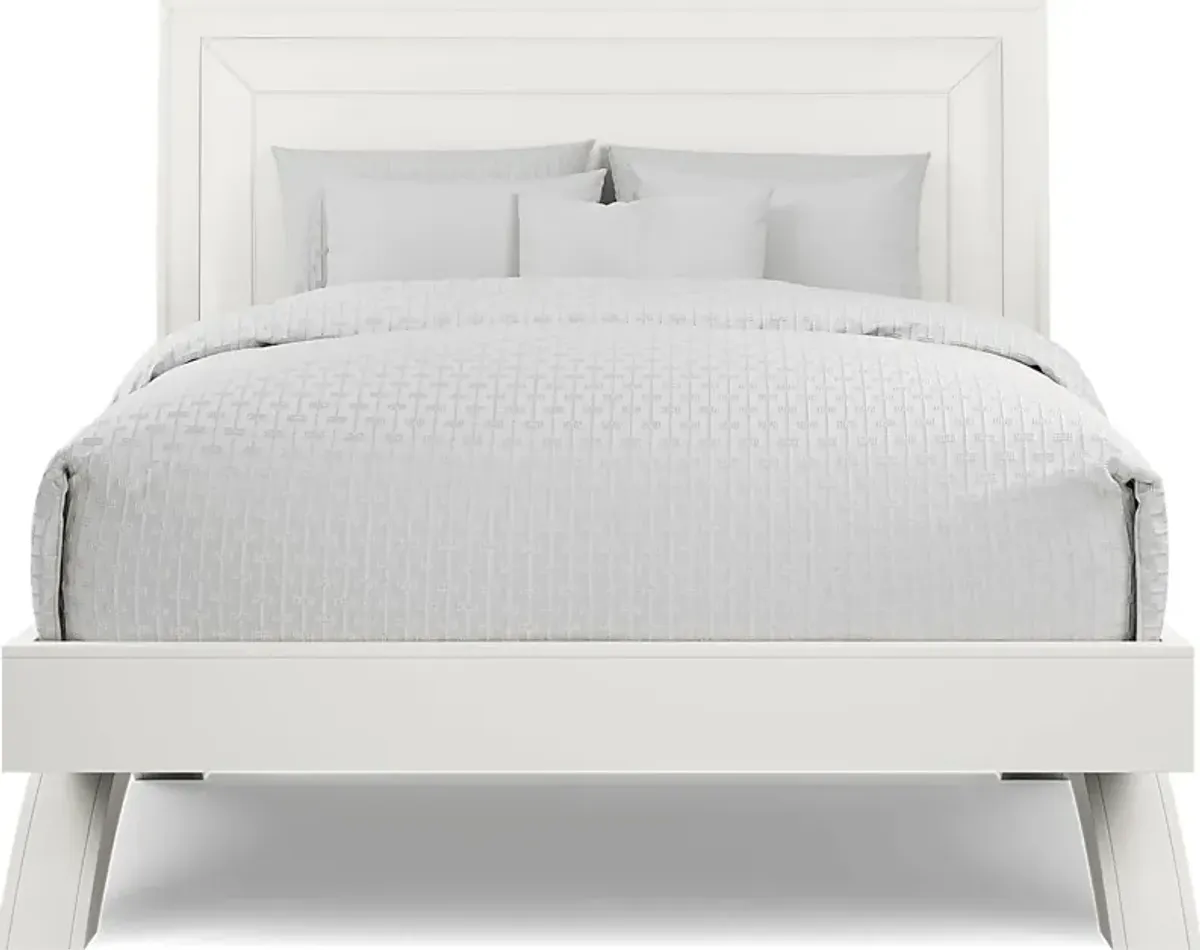 Belcourt White 5 Pc Queen Upholstered Sleigh Bedroom