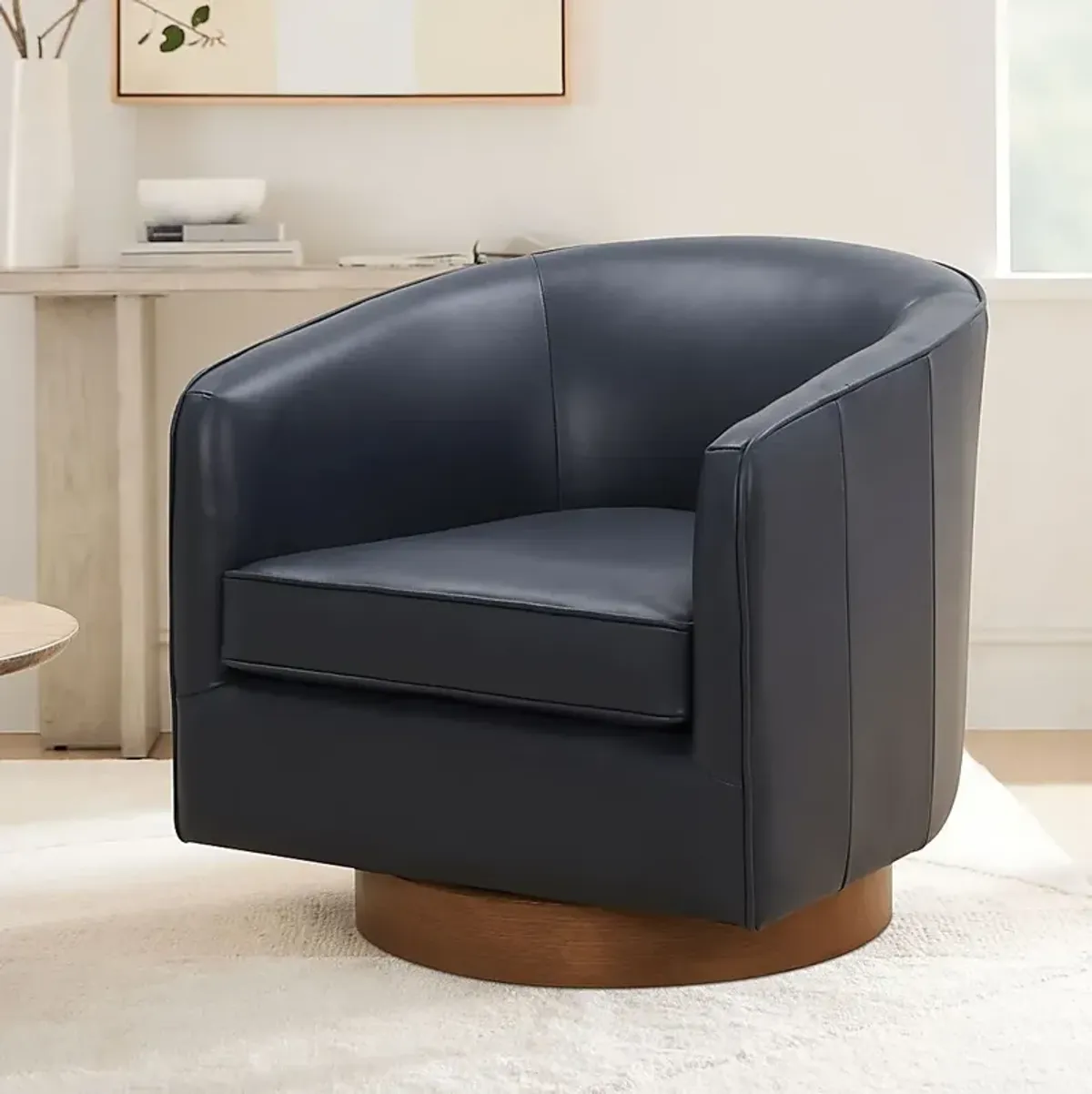 Penasco Dark Blue Swivel Accent Chair