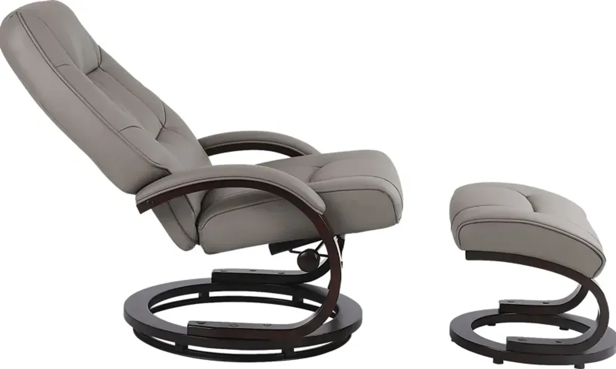 Cherwek Gray Manual Recliner and Ottoman