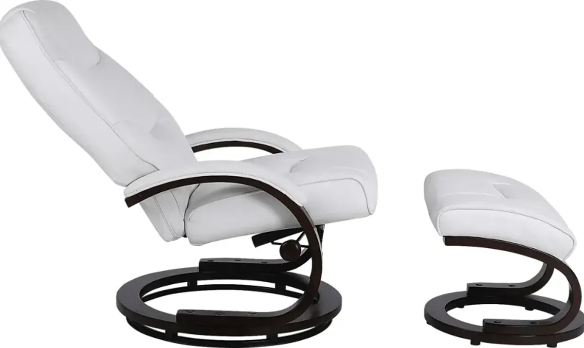 Cherwek White Manual Recliner and Ottoman