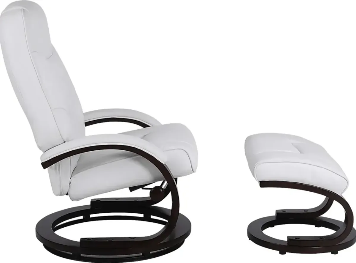 Cherwek White Manual Recliner and Ottoman