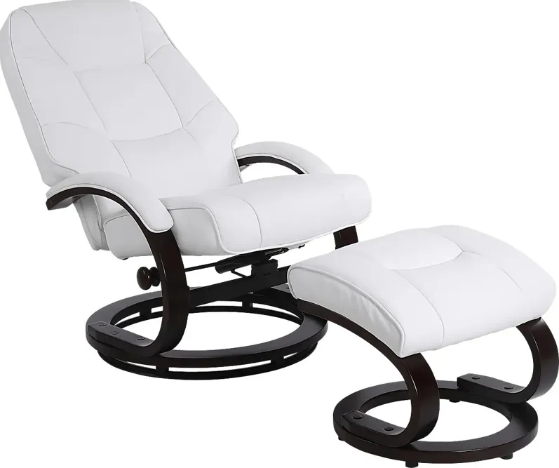 Cherwek White Manual Recliner and Ottoman