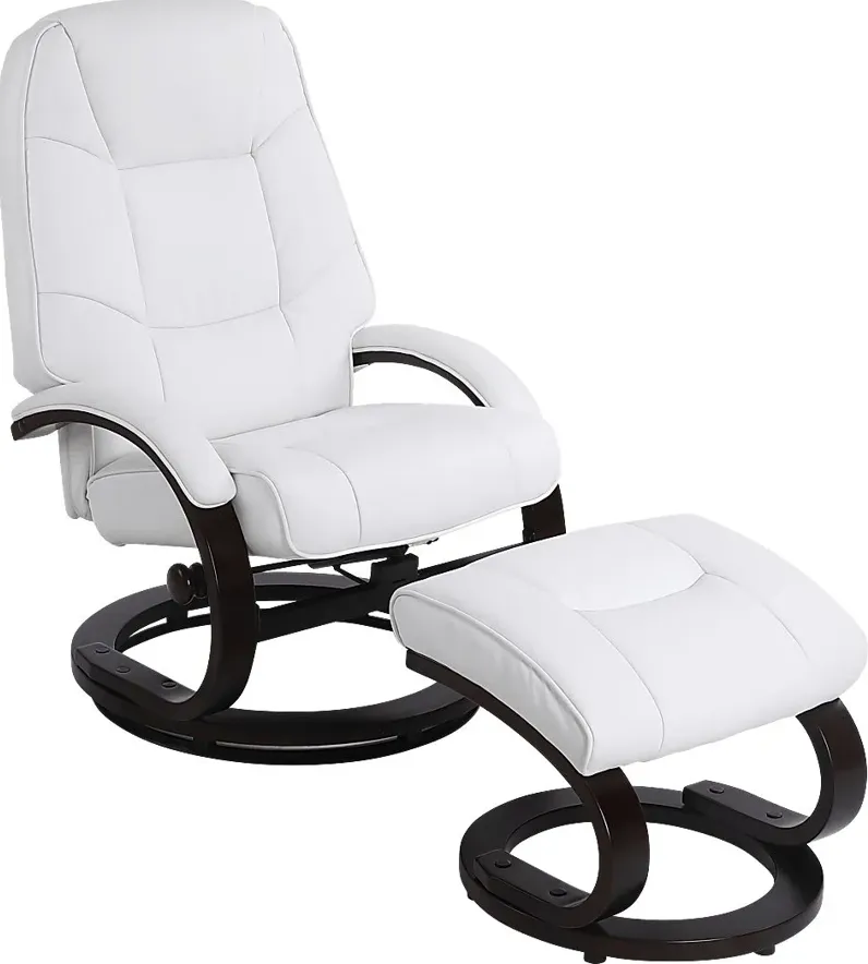 Cherwek White Manual Recliner and Ottoman