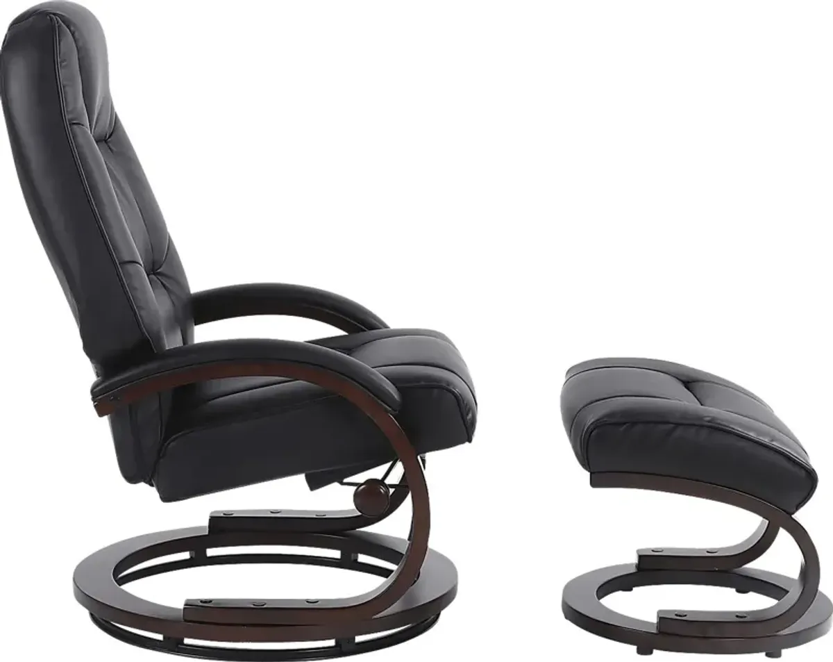 Cherwek Black Manual Recliner and Ottoman