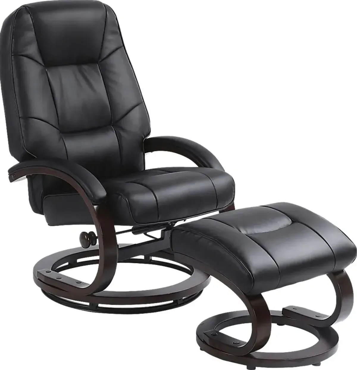 Cherwek Black Manual Recliner and Ottoman