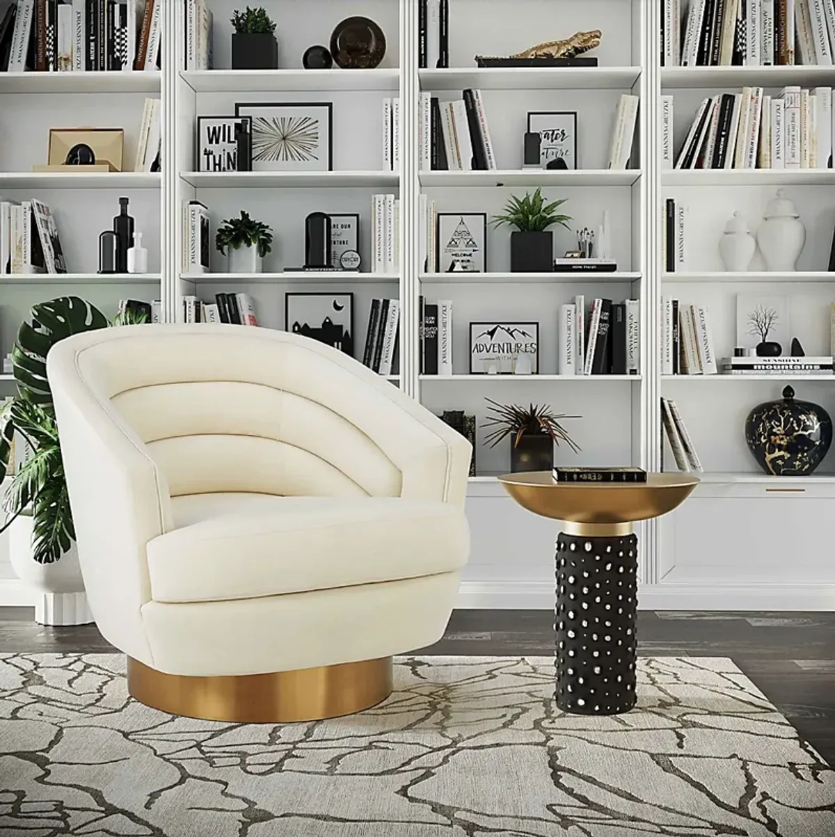 Dunlawn Cream Swivel Accent Chair