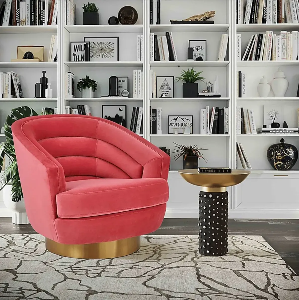 Dunlawn Pink Swivel Accent Chair