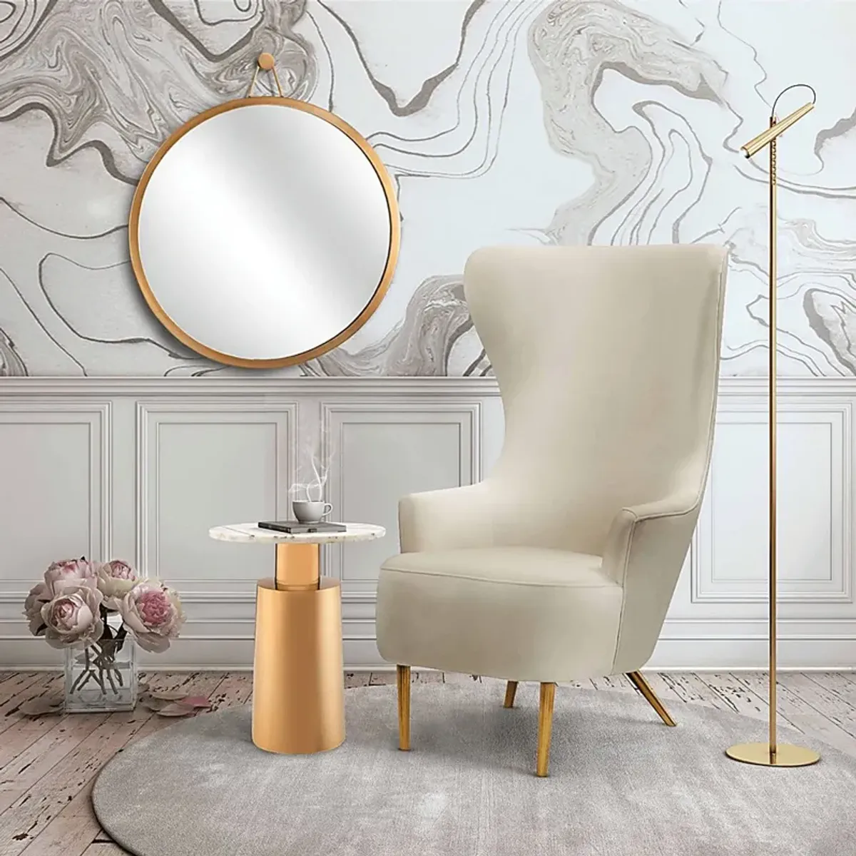 Kweisi Cream Accent Chair