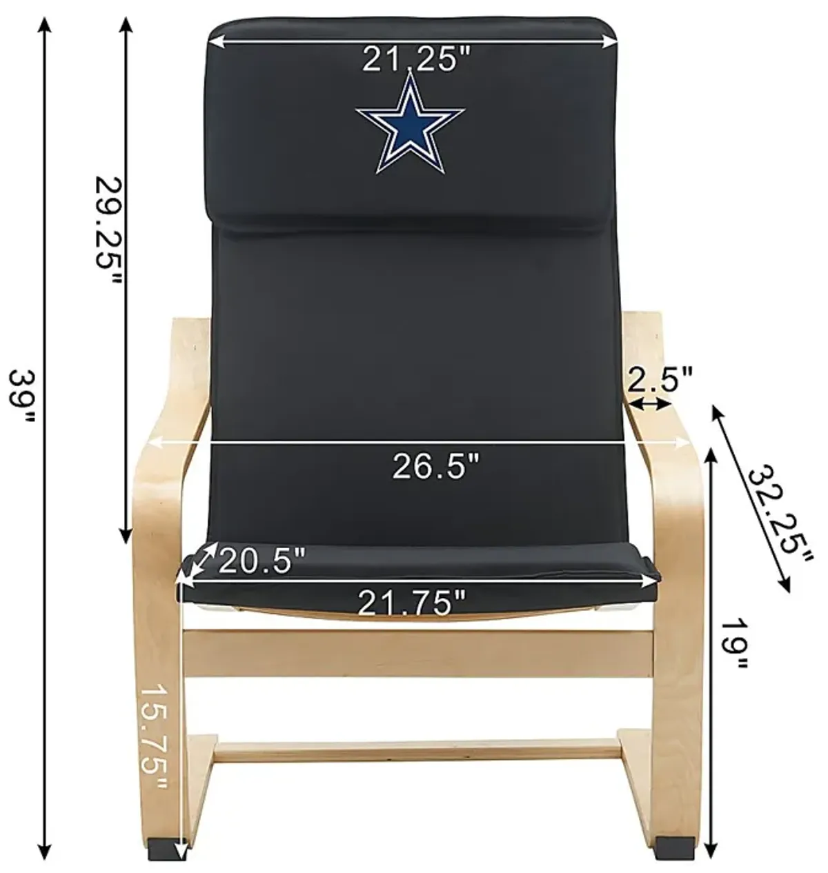 Dallas Cowboys Black Accent Chair