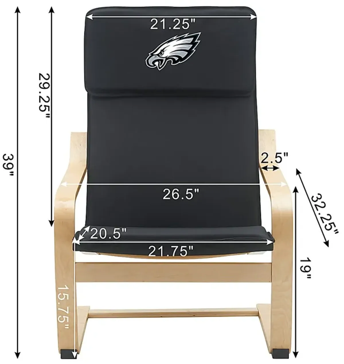 Philadelphia Eagles Black Accent Chair