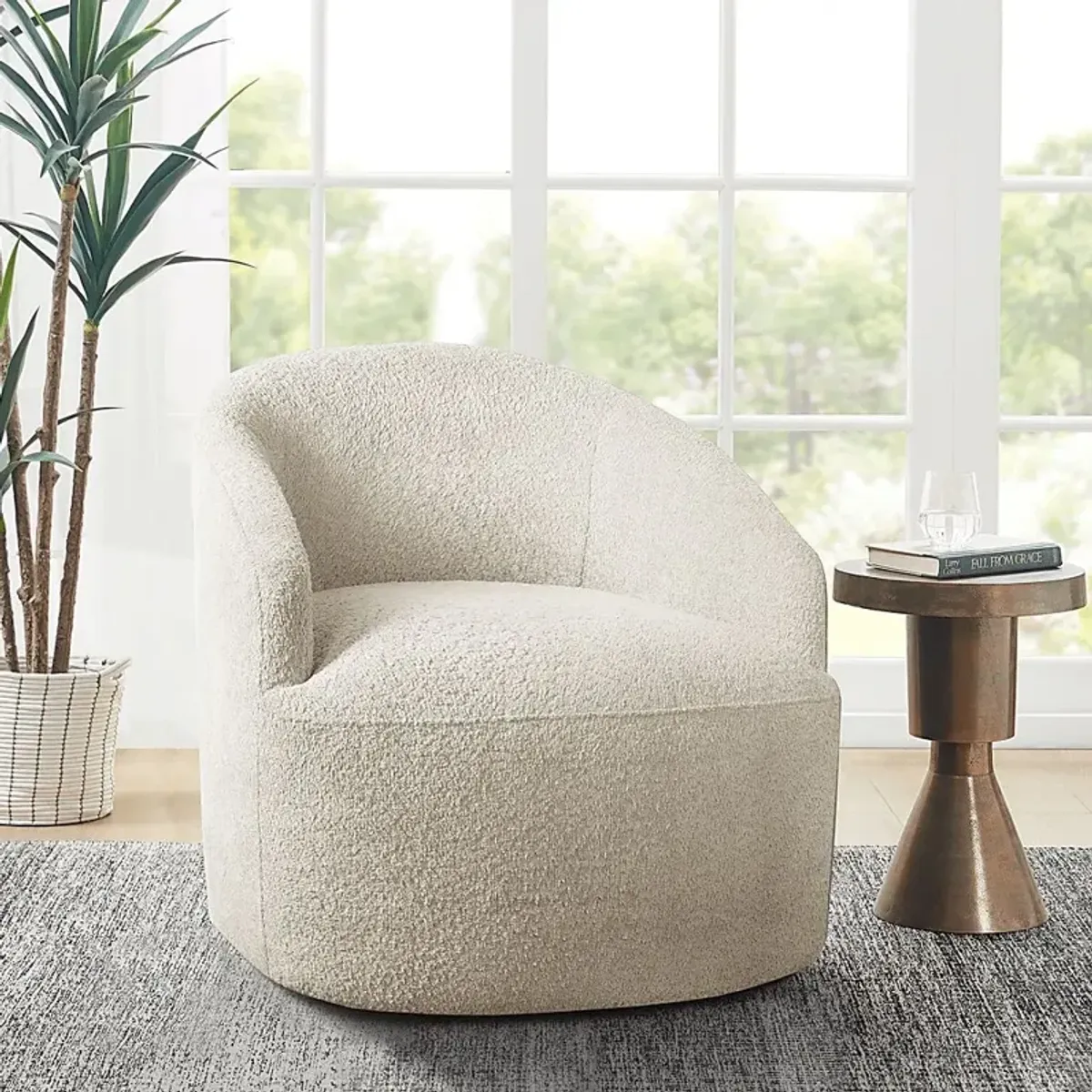 Bracewood Cream Swivel Accent Chair