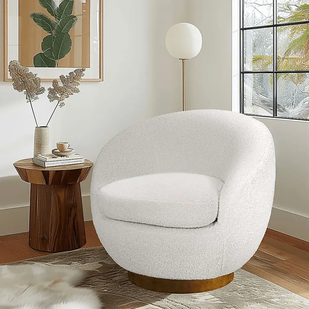 Lynate Cream Swivel Accent Chair