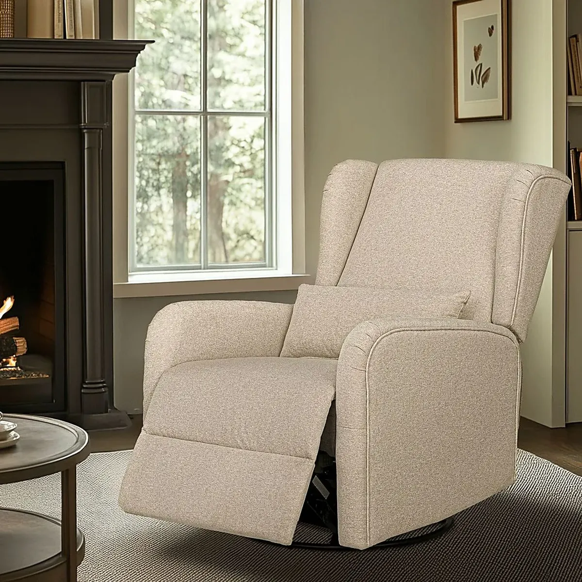 Globeex Beige Power Swivel Recliner