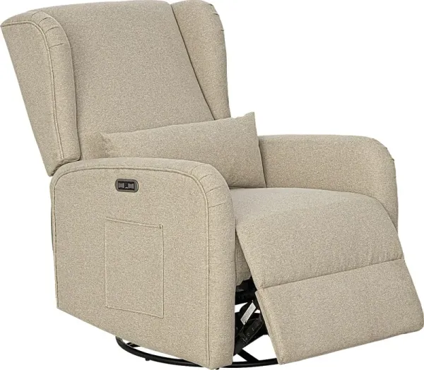 Globeex Beige Power Swivel Recliner