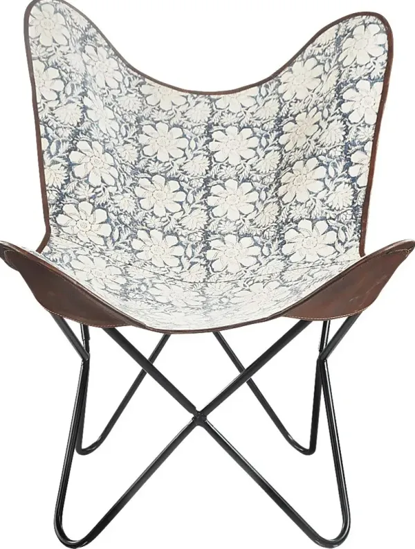 Azadir Blue/White Accent Chair