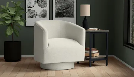 Lukirks White Swivel Accent Chair