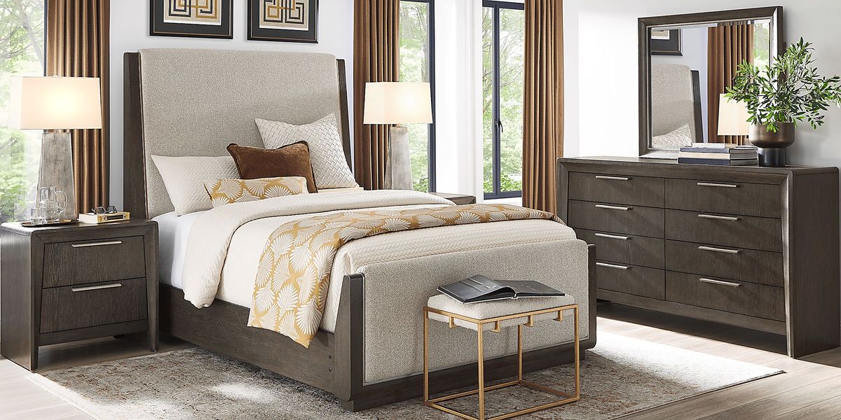 Fairfax Gray 7 Pc Queen Upholstered Bedroom