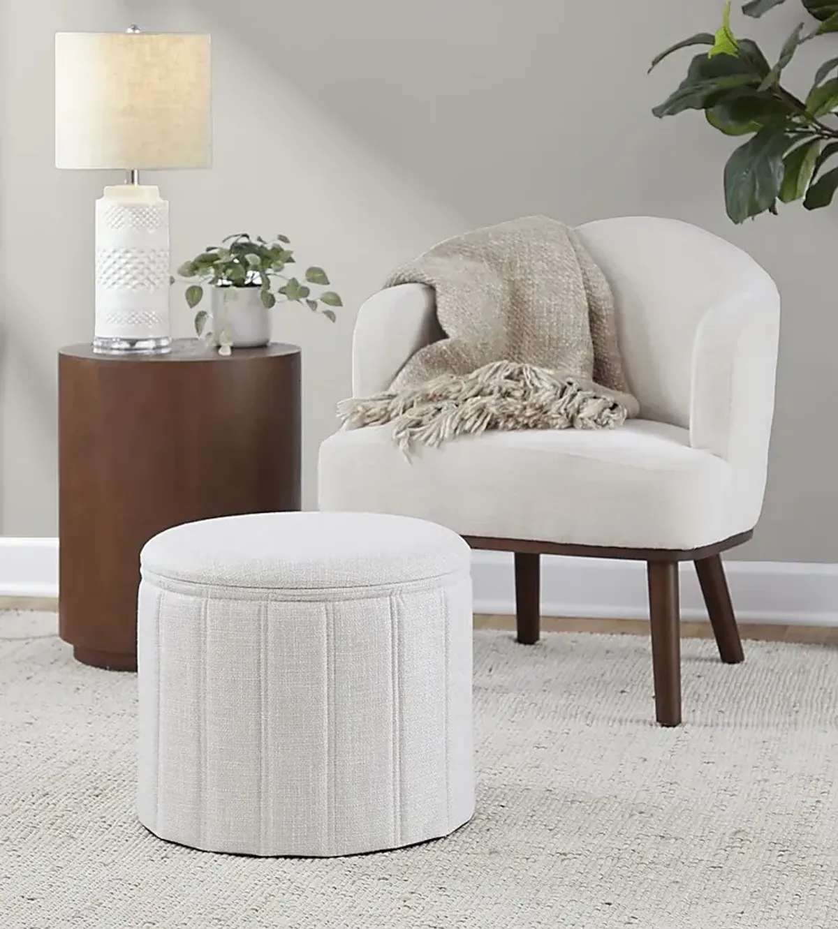 Sharynwood Cream Storage Ottoman