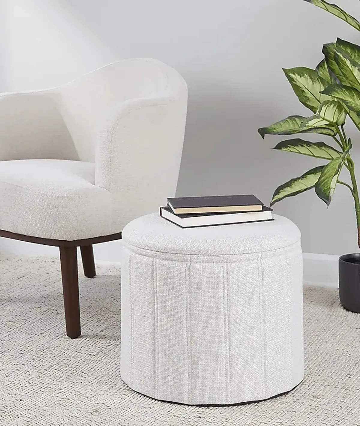 Sharynwood Cream Storage Ottoman