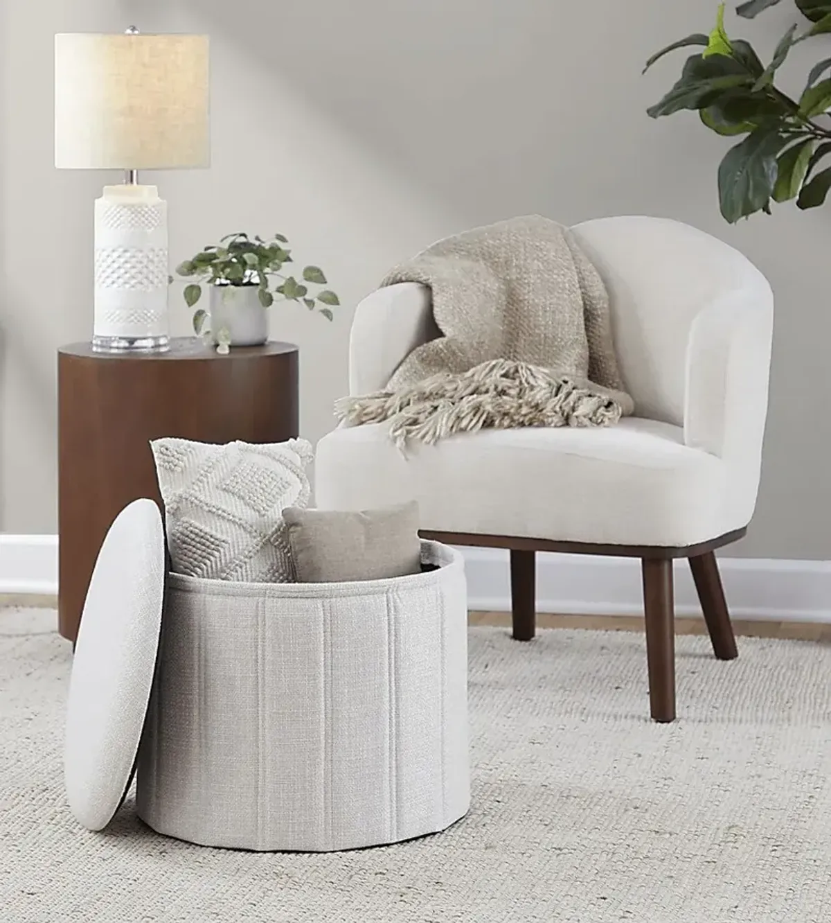 Sharynwood Cream Storage Ottoman