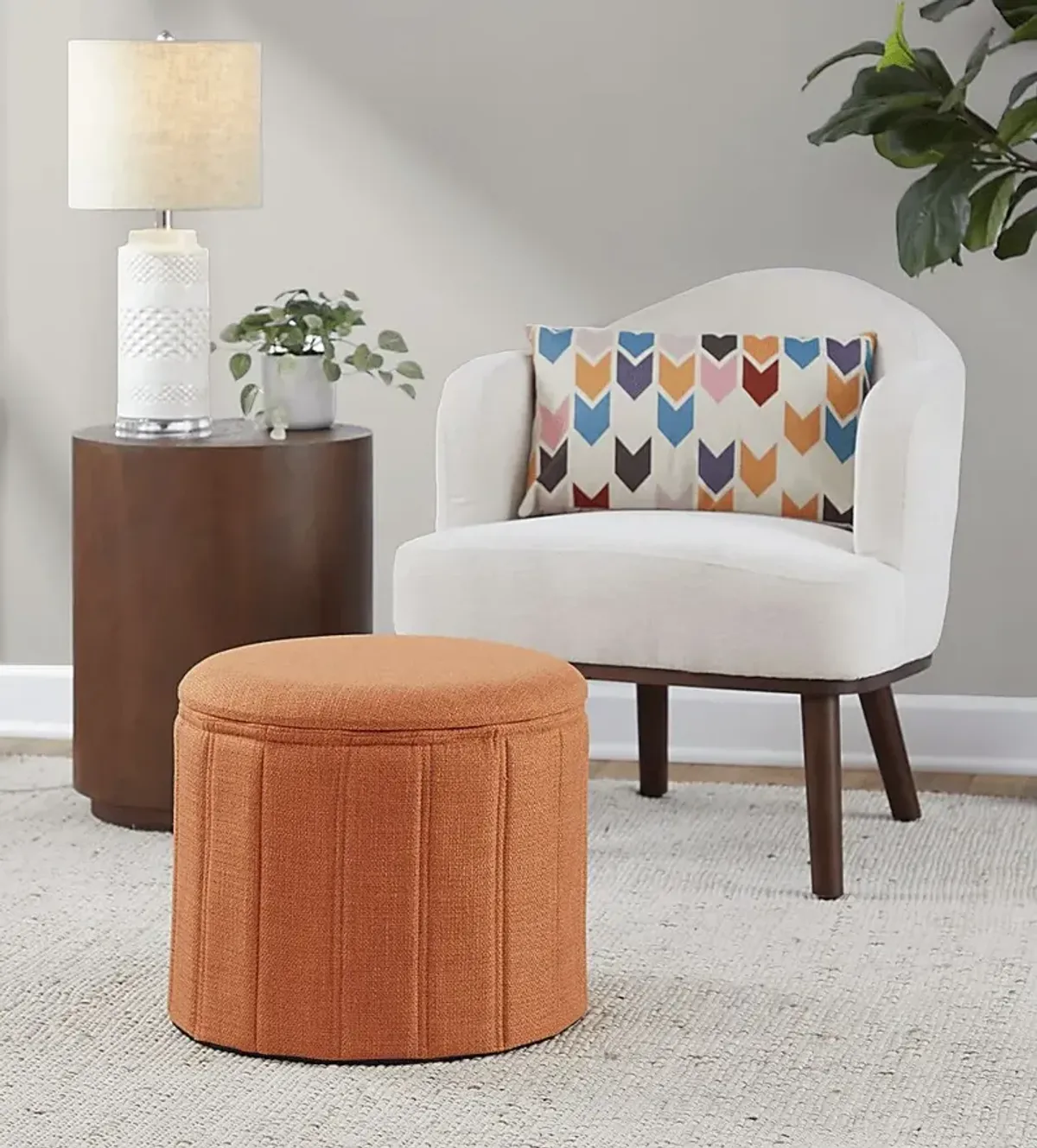 Sharynwood Orange Storage Ottoman