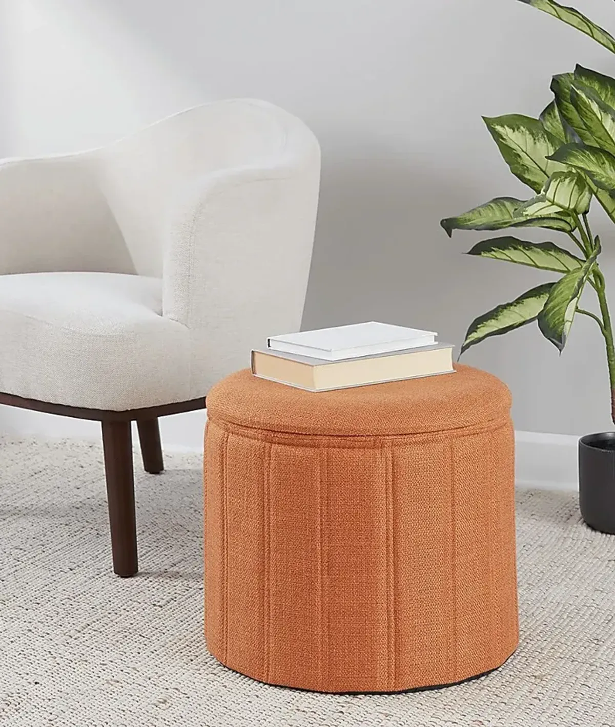 Sharynwood Orange Storage Ottoman