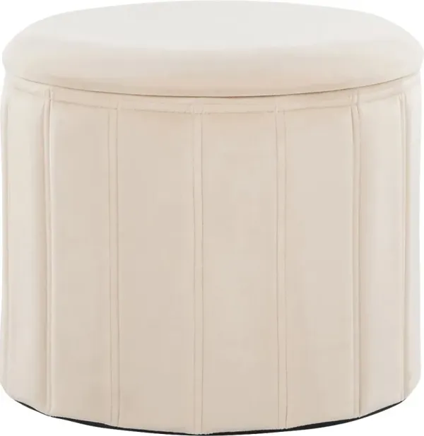 Sharynwood Cream Velvet Storage Ottoman