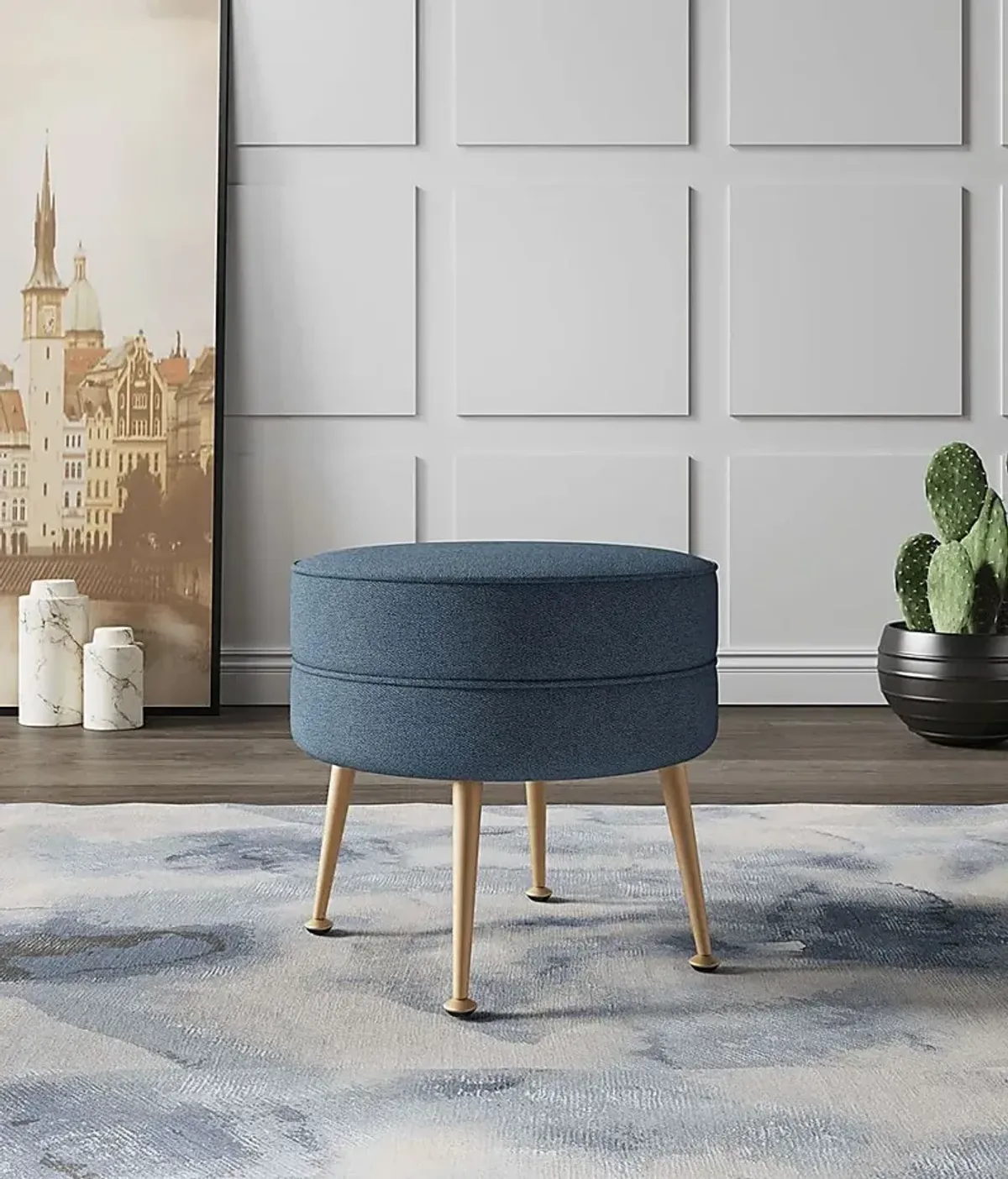 Berseem I Blue Ottoman