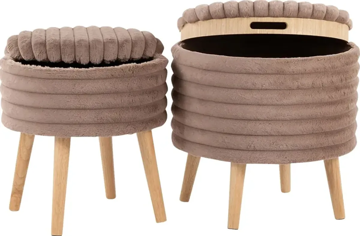 Talana Brown Ottoman, Set of 2